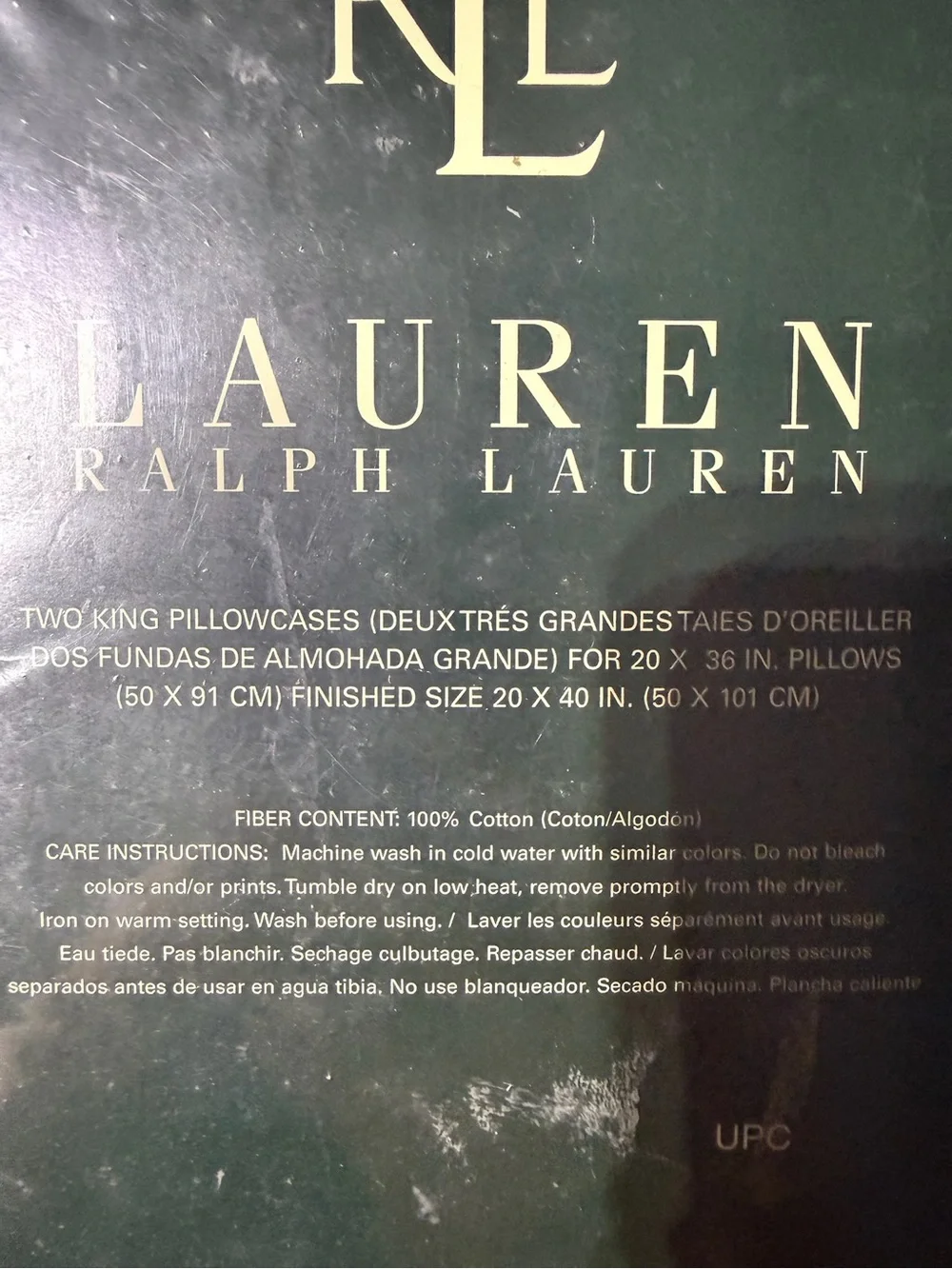 BNWT Lauren Ralph Lauren Green Plaid King Pillowcases - Set of 2
